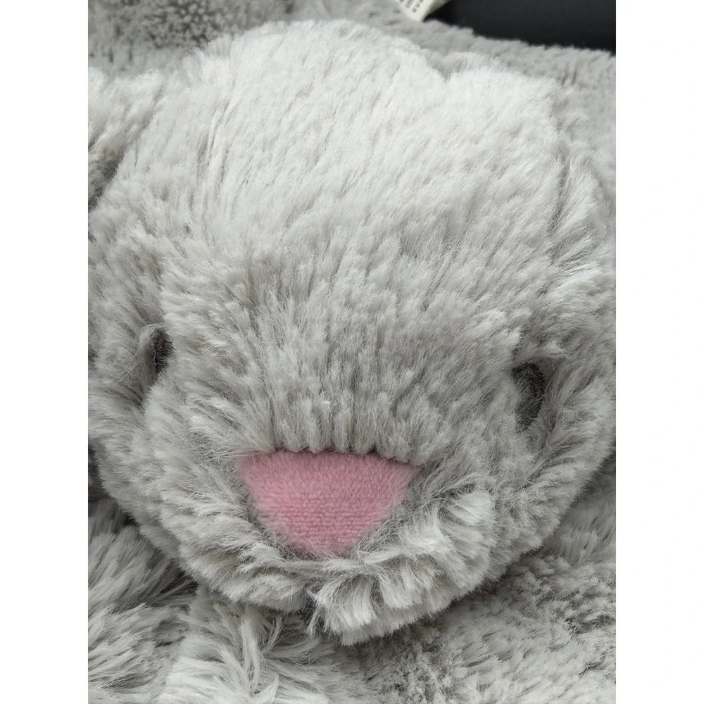 Kelly Toys Grey‎ Bunny Rabbit Plush Security Blanket Lovey Faux Fur Pink Nose